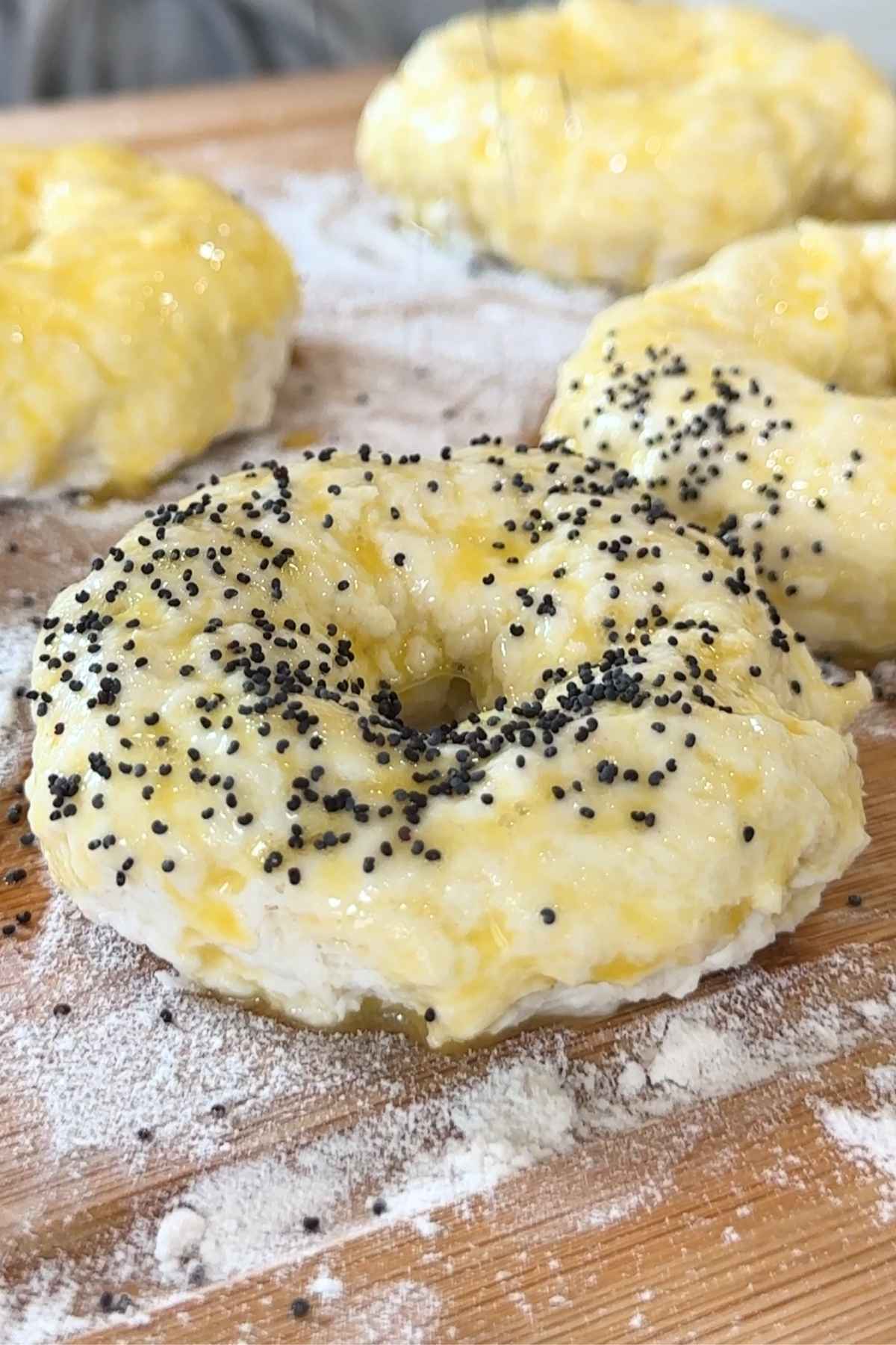 Greek yogurt bagels with poppy seeds.