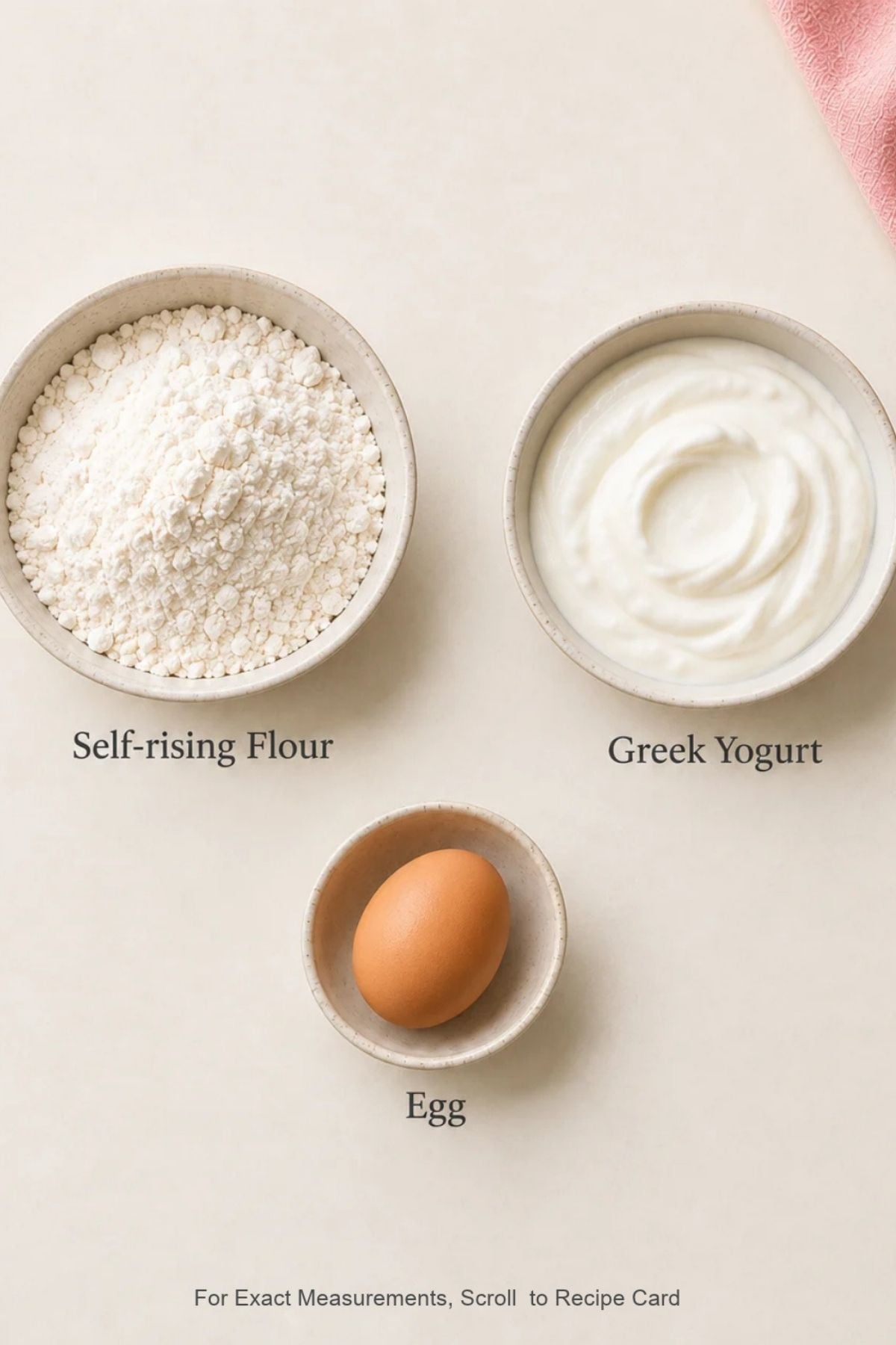 Flour, Greek yogurt, and egg ingredients.