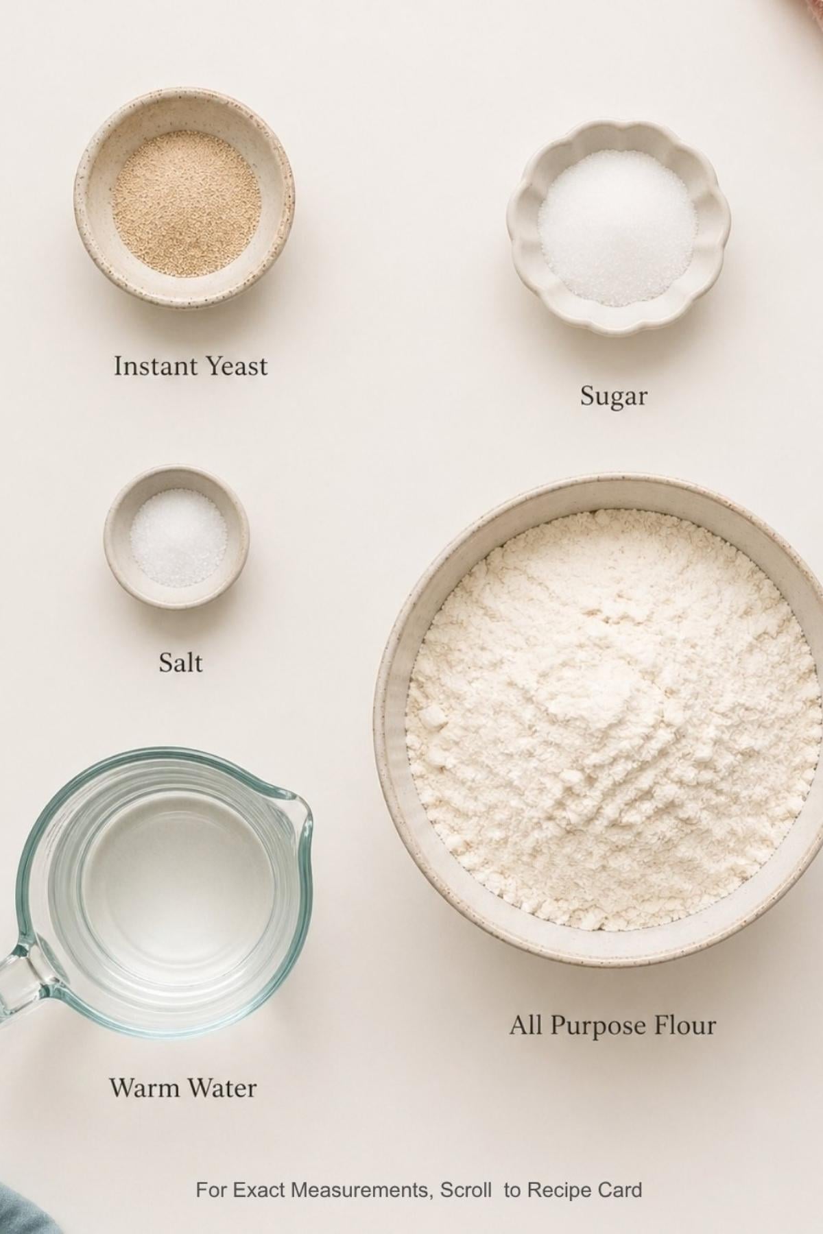Ingredients for quick homemade bread bowls.