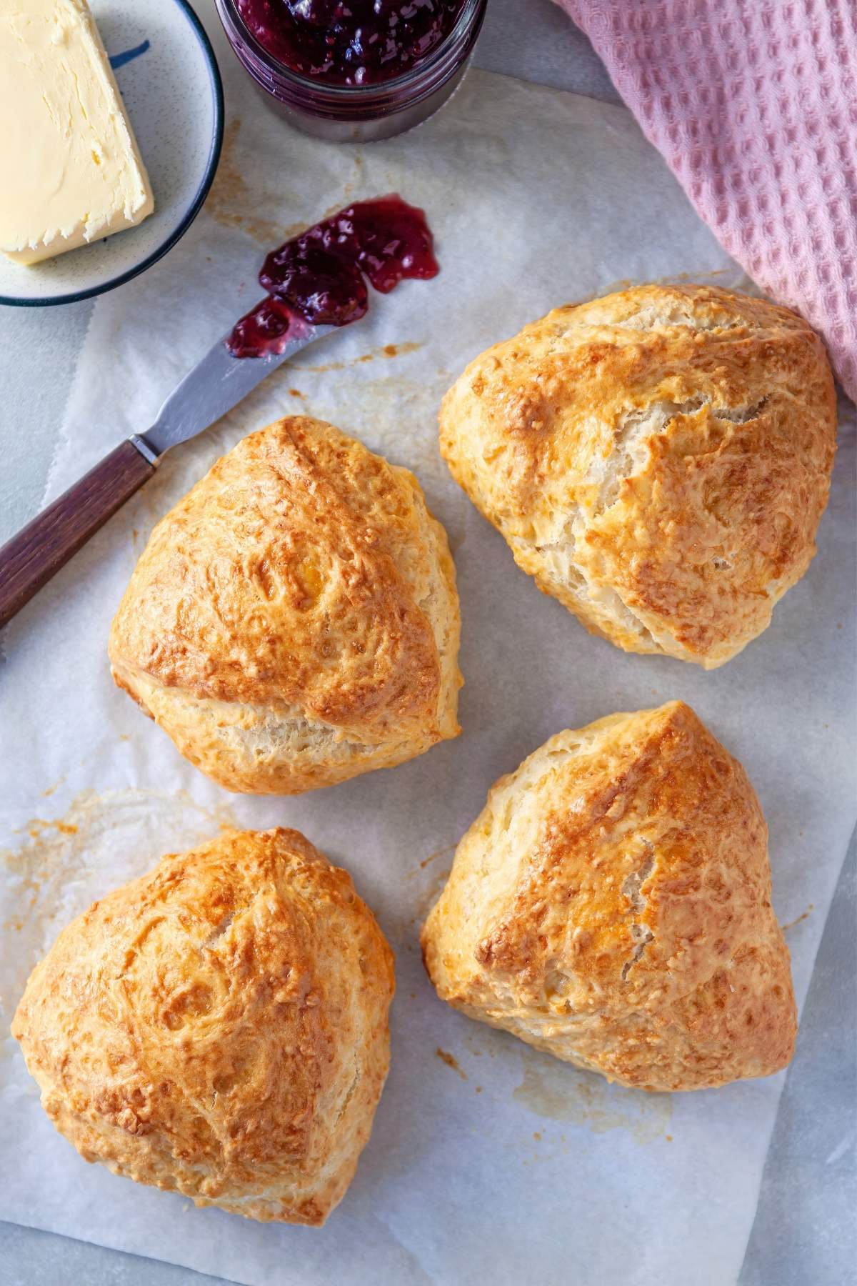 Kefir bread roll on a plate.