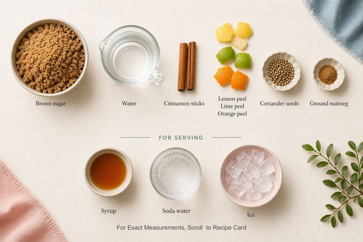 Ingredients for homemade Coca-Cola recipe.