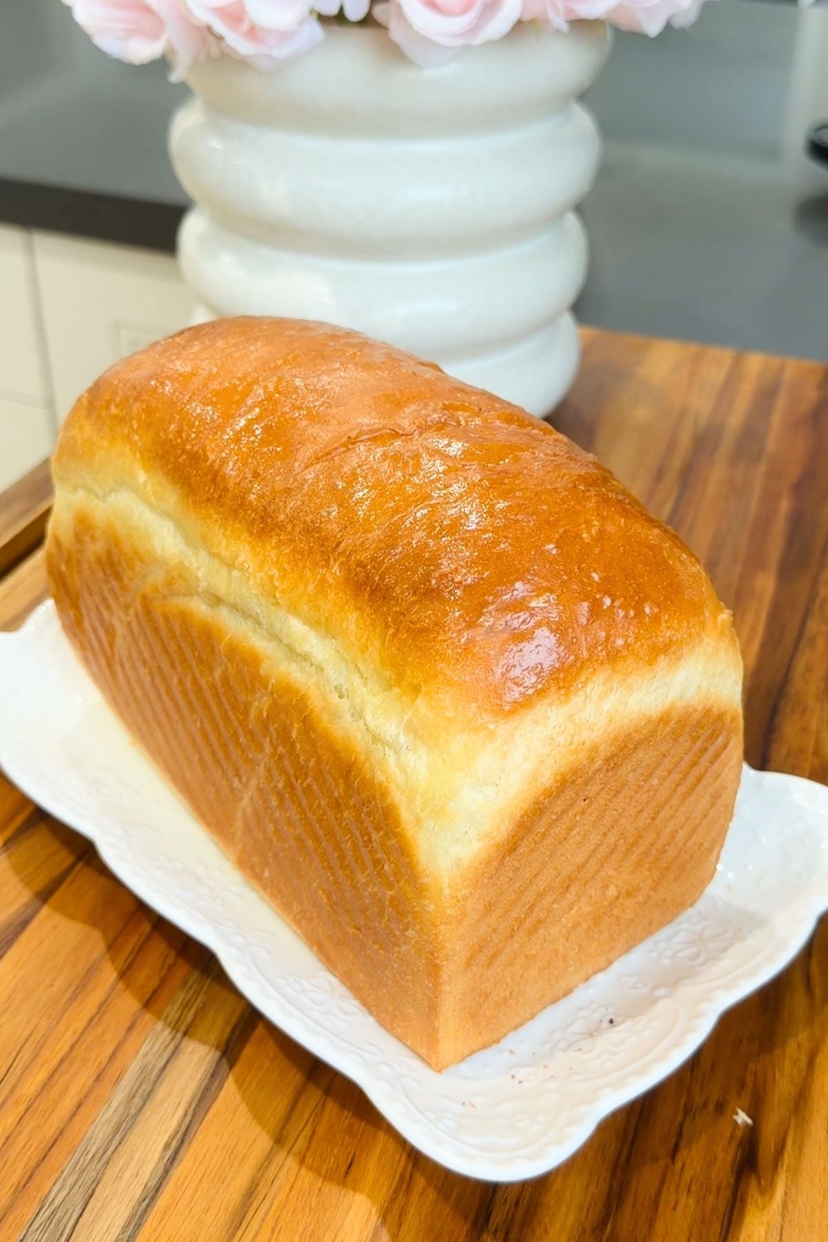 Golden loaf of homemade wonder bread.